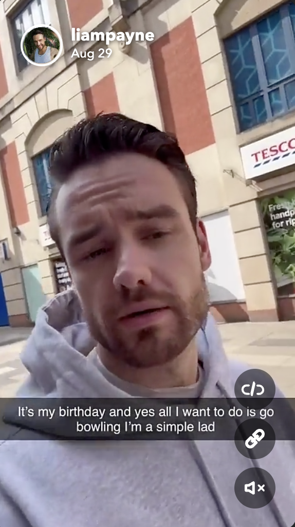 Liam Payne comparte un vídeo de sí mismo caminando solo en su 31 cumpleaños, publicado el 29 de agosto de 2024 | Snapchat.com/liampayne