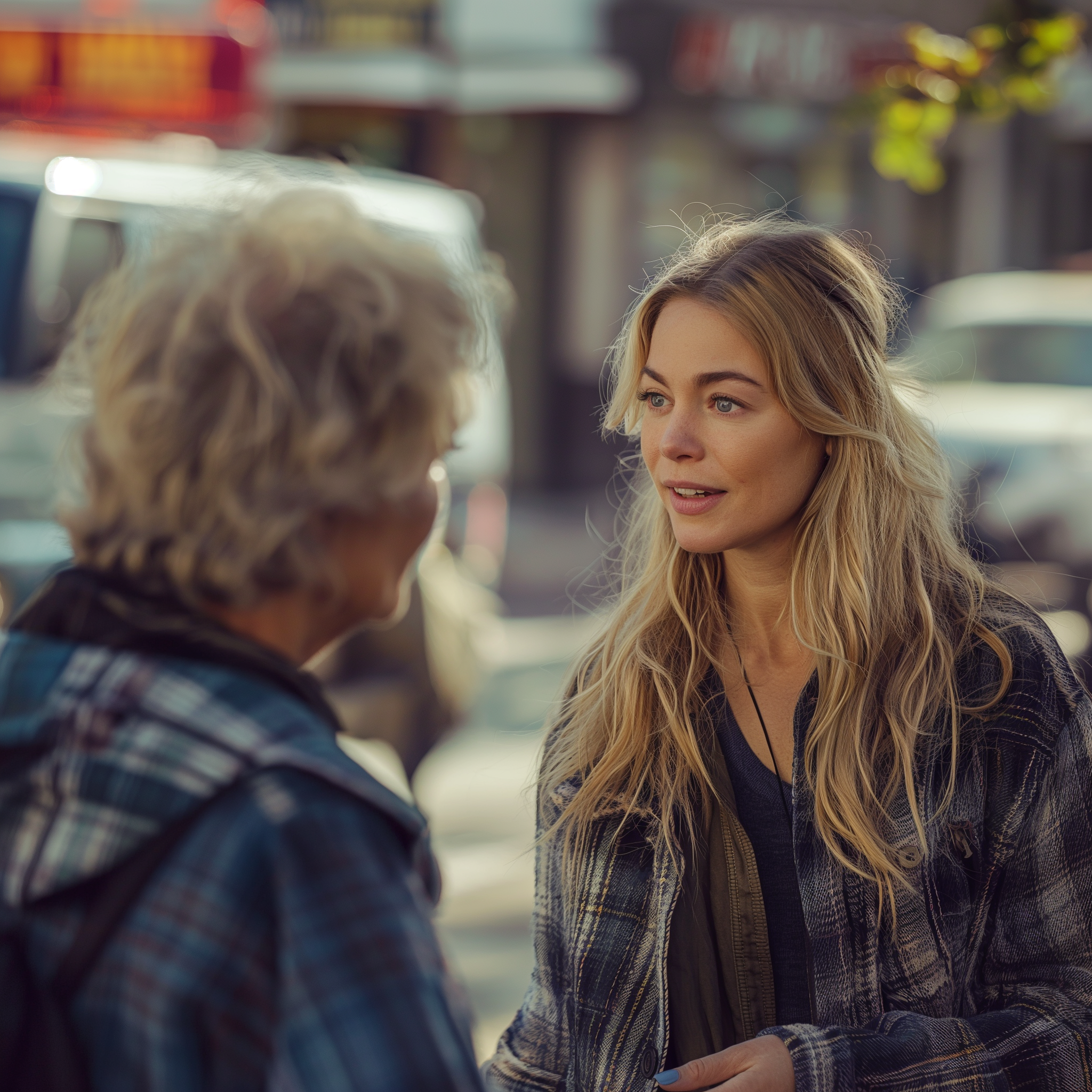 Una mujer charlando con una anciana | Fuente: Midjourney