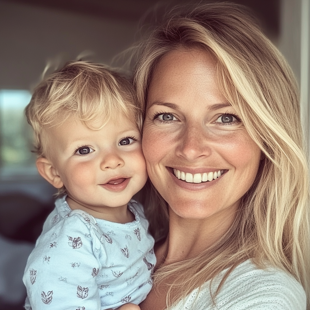 Una madre y su hijo sonrientes | Fuente: Midjourney