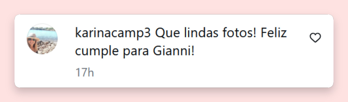 Comentario de una persona sobre el cumpleaños número 32 de Gianmarco Battellini, el hijo menor de Flavia Palmiero | Fuente: Instagram/flapalmiero