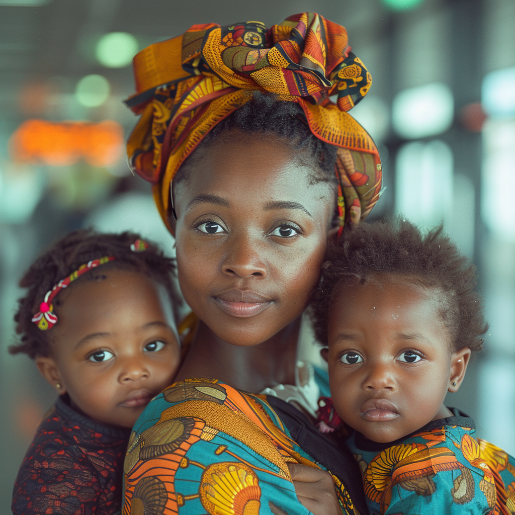 Una madre con dos hijos | Fuente: Midjourney