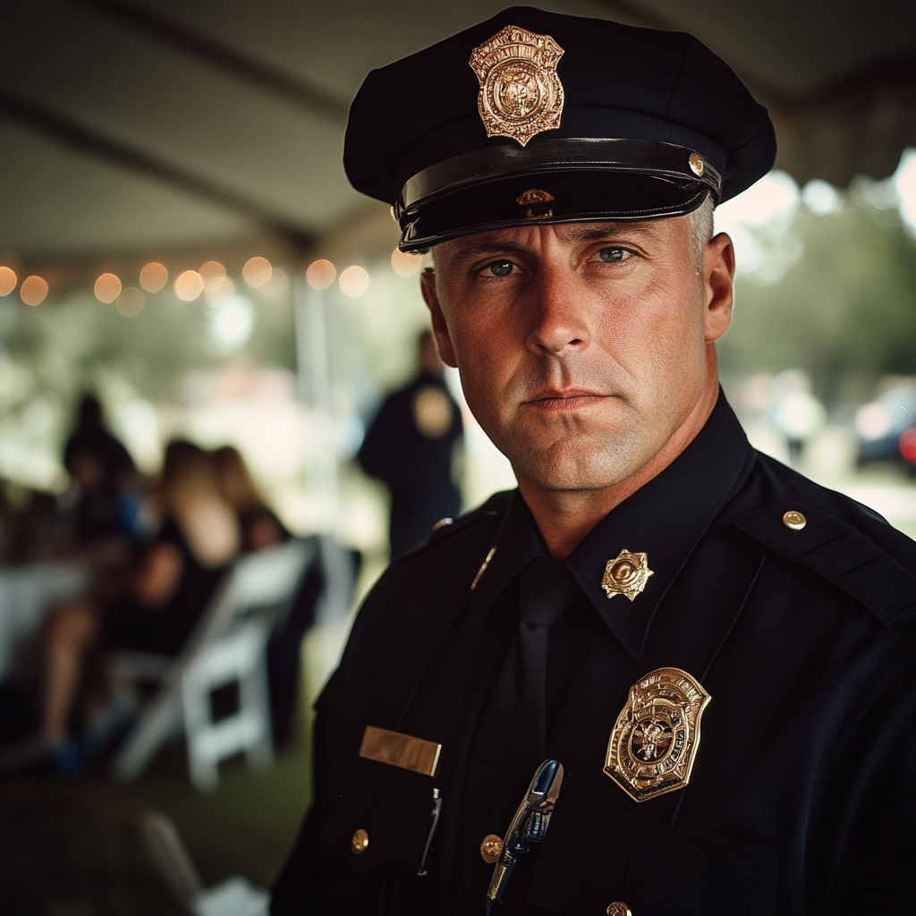 Un policía en una boda | Fuente: Midjourney