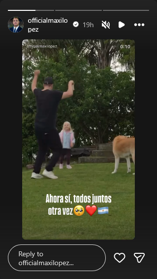 Maxi López compartió un video de su reencuentro familiar tras la llegada de Daniela Christiansson a Argentina | Fuente: Instagram Stories/officialmaxilopez