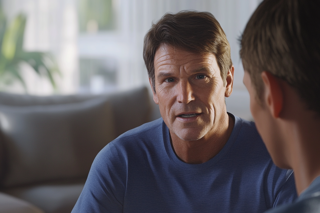 Un hombre hablando con otro hombre | Fuente: Midjourney