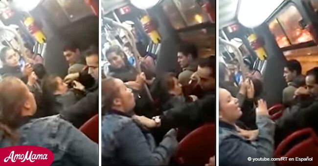 Mujer halla a su pareja con otra mujer en el autobús y su pelea se vuelve viral