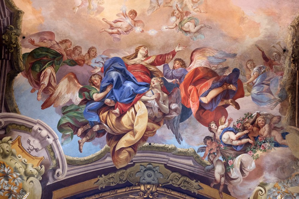 Asunción de la Virgen María, pintura al fresco en la Basílica de San Petronio en Bolonia, Italia.| Fuente: Shutterstock