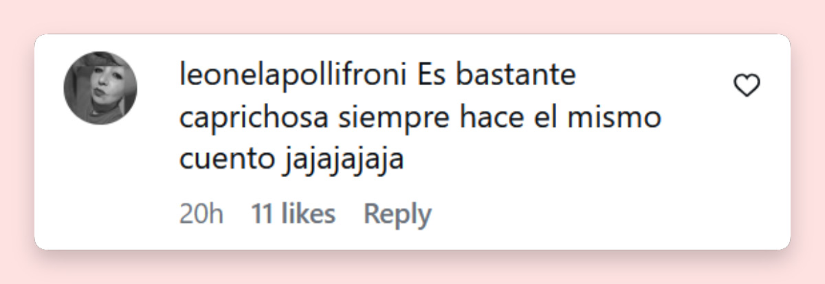 Comentario de una persona sobre el video de Daniela Celis donde aparece llorando | Fuente: Instagram/visionshowtv