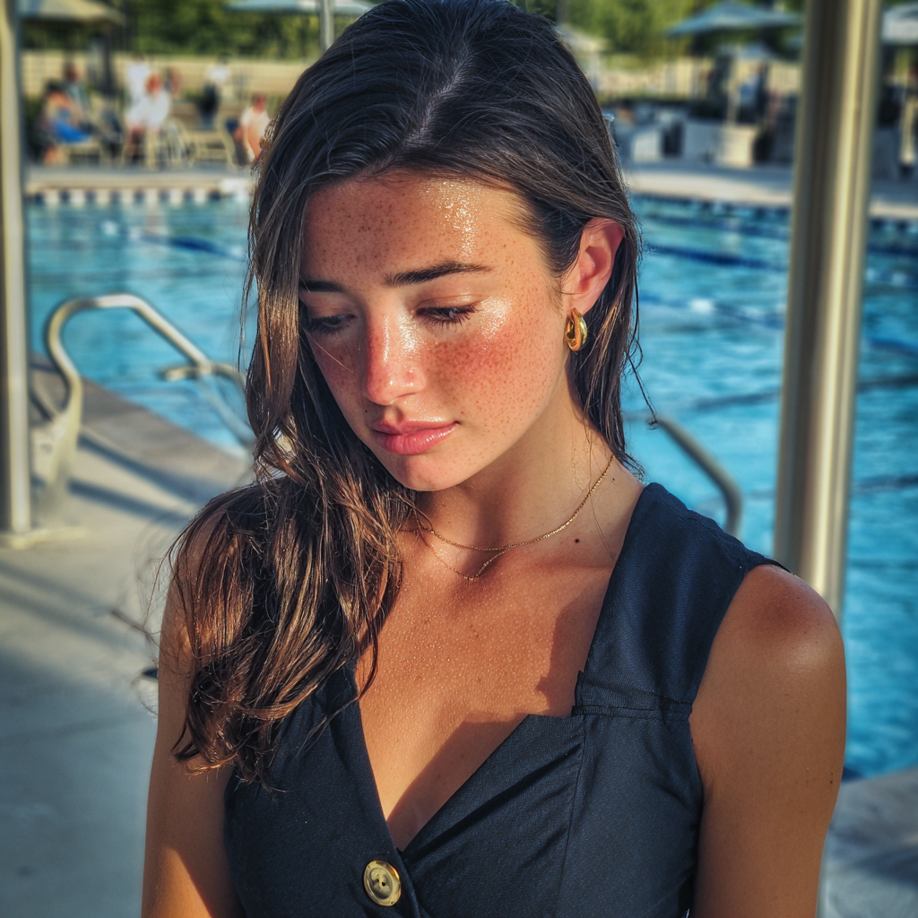 Una donna sconvolta in piedi all'esterno | Fonte: Midjourney