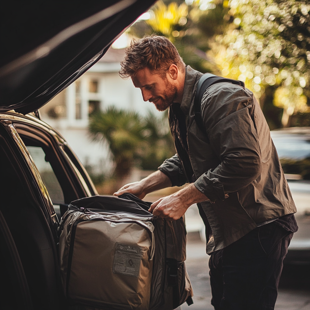 Un hombre embalando un Automóvil | Fuente: Midjourney