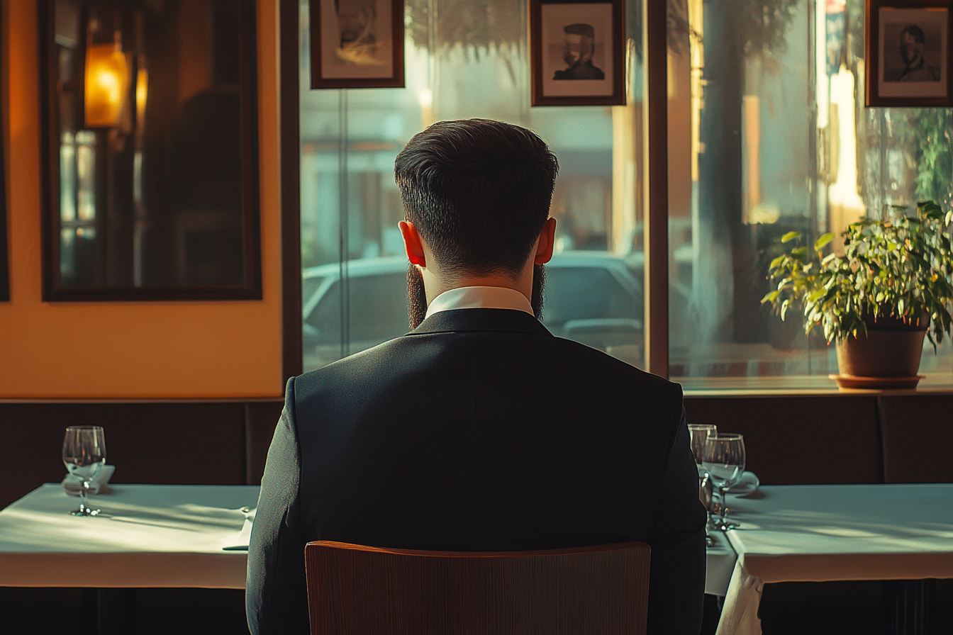 Un hombre en un restaurante | Fuente: Midjourney