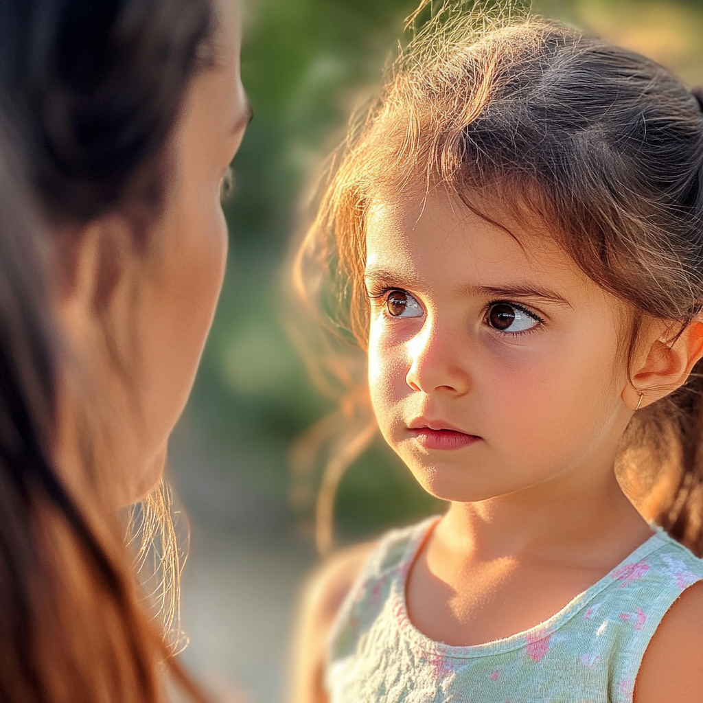 Una chica seria hablando con su madre | Fuente: Midjourney