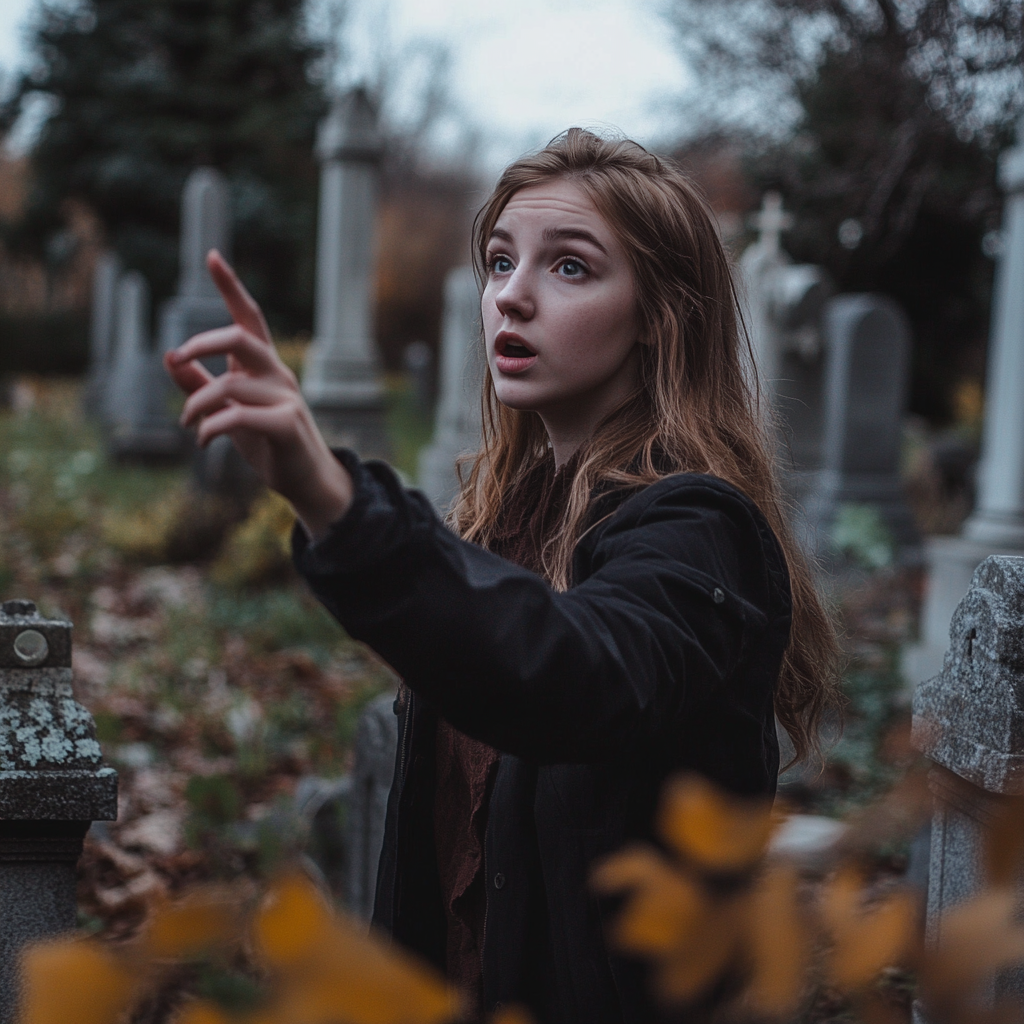 Una mujer gritando en un cementerio | Fuente: Midjourney