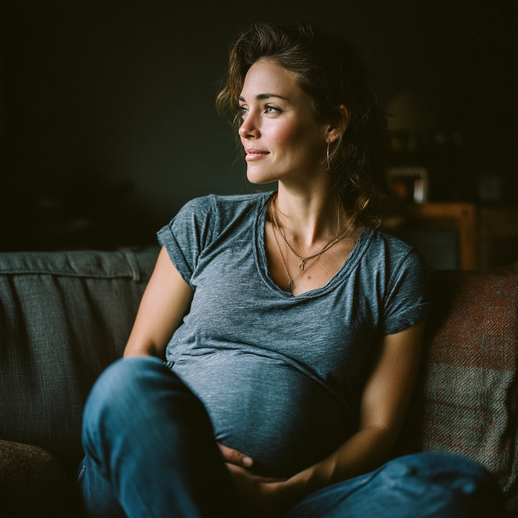 Una donna felice e incinta | Fonte: Midjourney