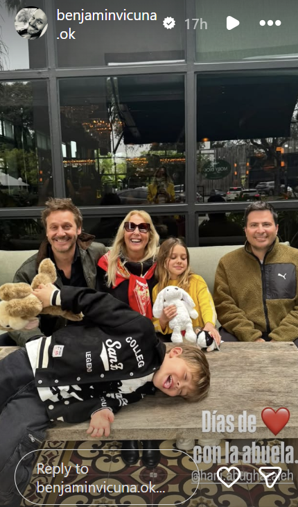 Benjamín Vicuña compartió imágenes junto a su familia celebrando el Día del Niño en sus historias | Fuente: Instagram Stories/benjaminvicuna.ok