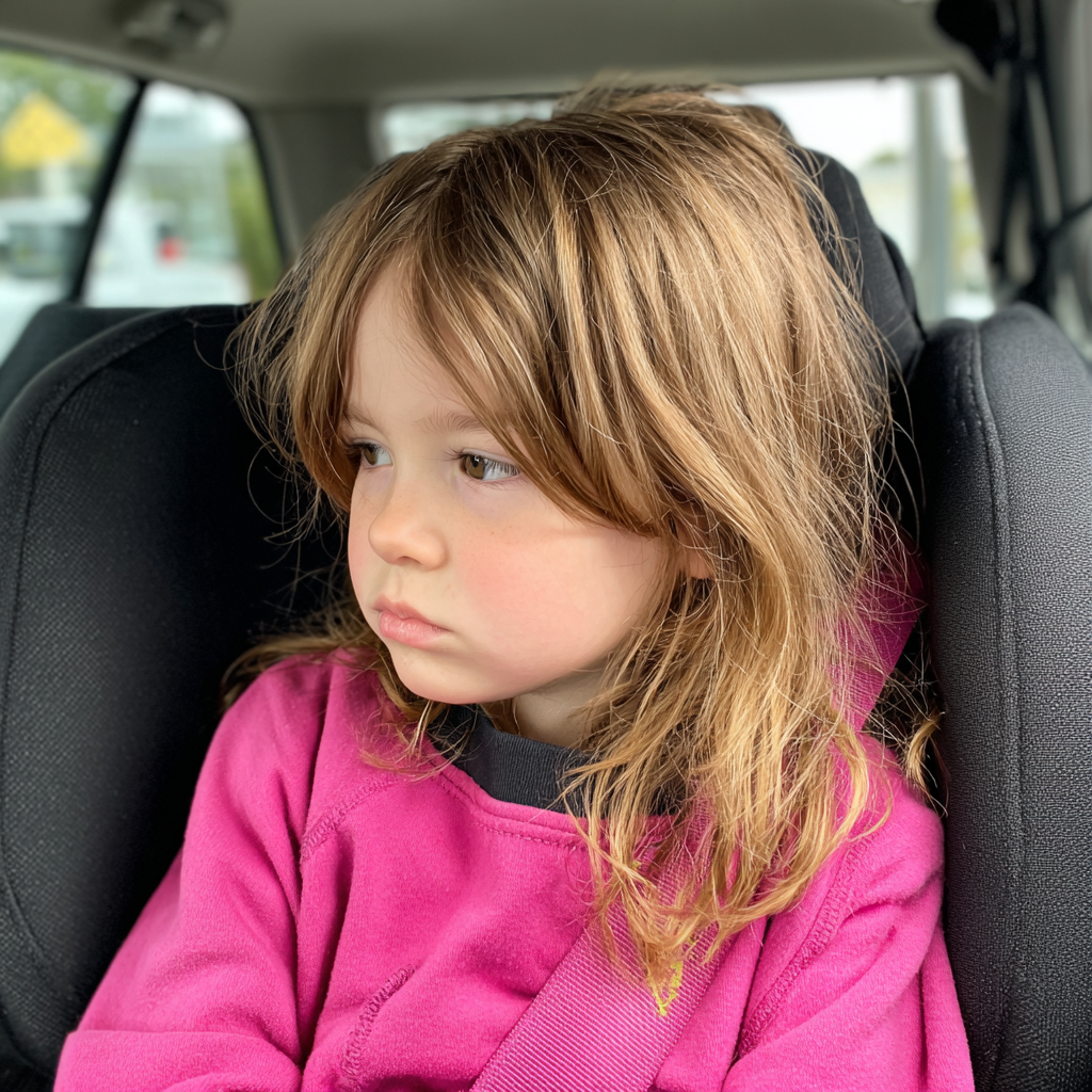Una niña sentada en un automóvil | Fuente: Midjourney