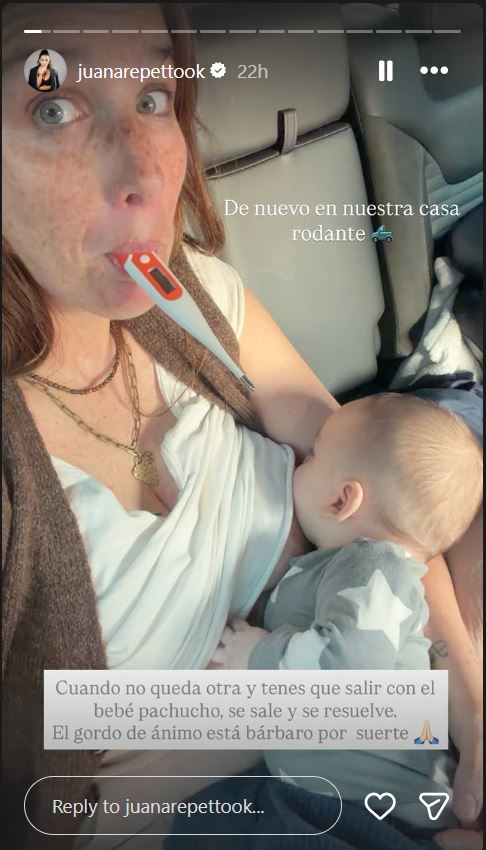 Juana Repetto con Timoteo y un termómetro | Fuente: Instagram/juanarepettook