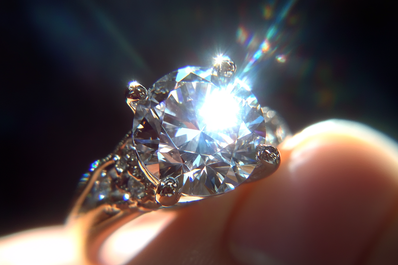 Un anillo de diamantes brillando a la luz del sol | Fuente: Midjourney