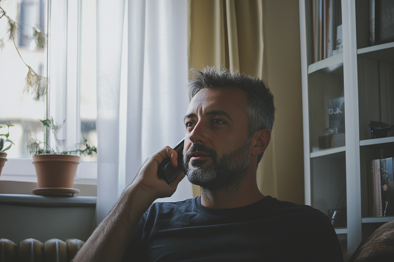 Un hombre atendiendo una llamada telefónica | Fuente: Midjourney