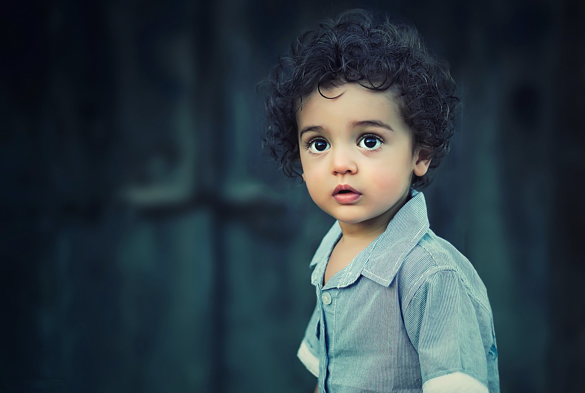 Niño con camisa gris y pelo rizado. | Foto: Pixabay