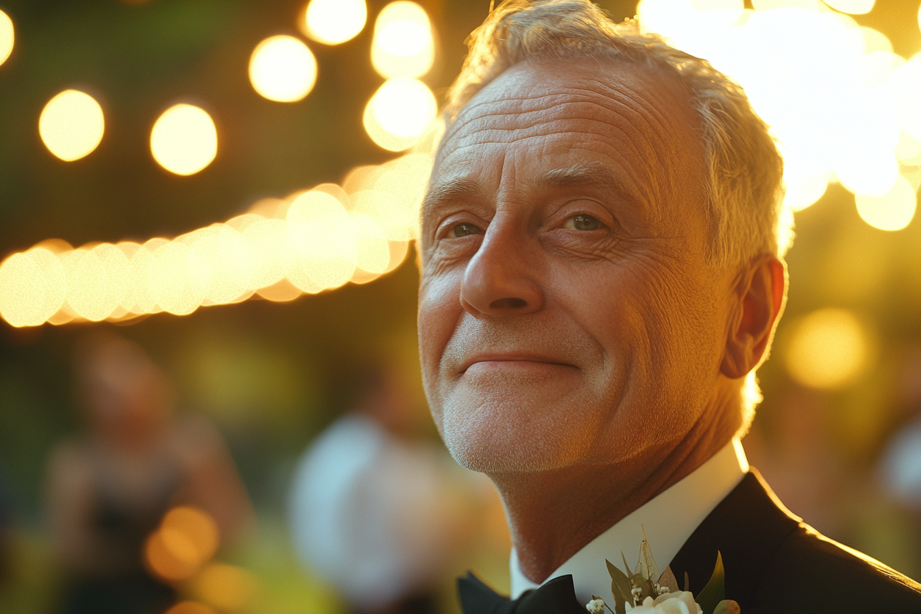 Un hombre en la boda de su hijo | Fuente: Midjourney