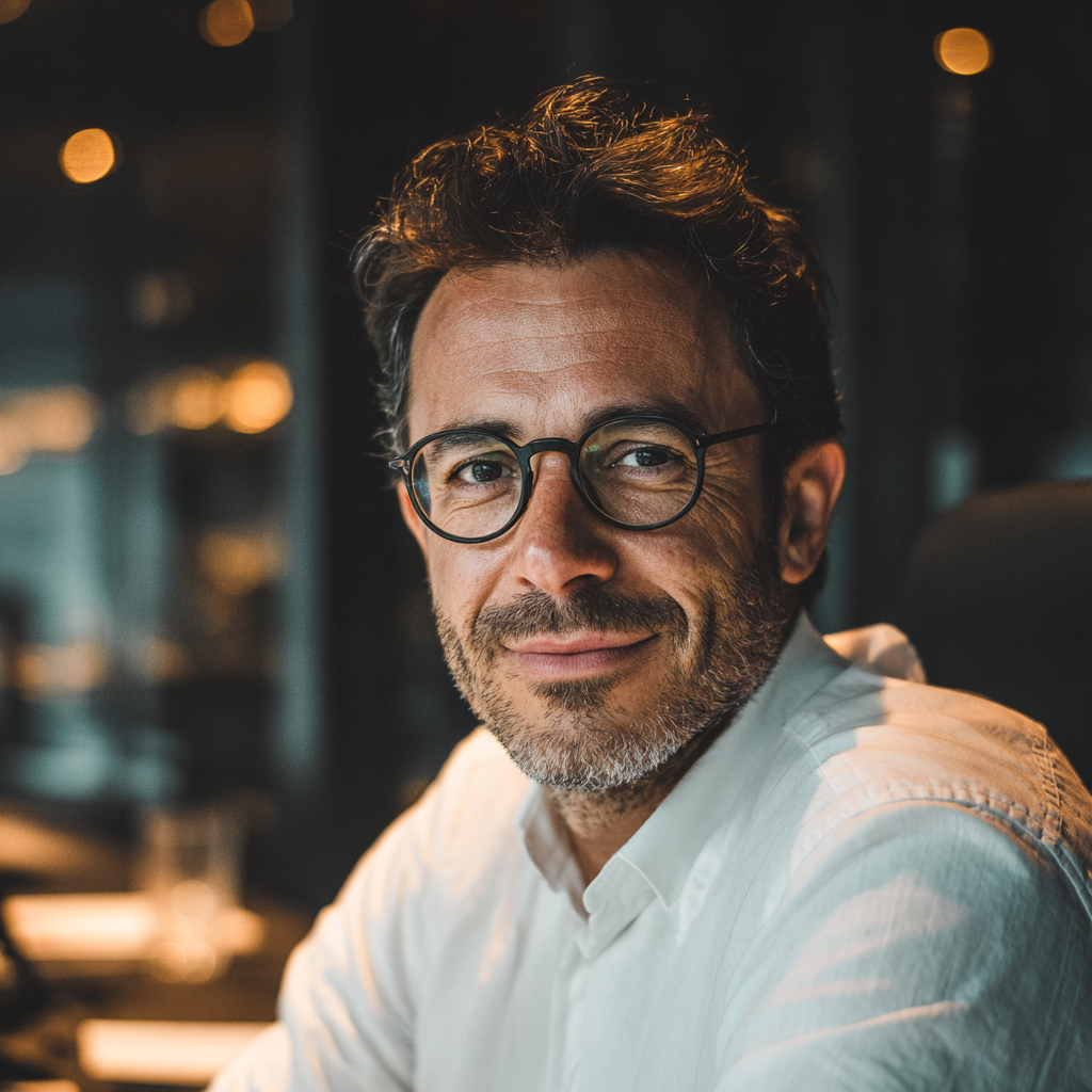 Primer plano de un hombre sonriente | Fuente: Midjourney