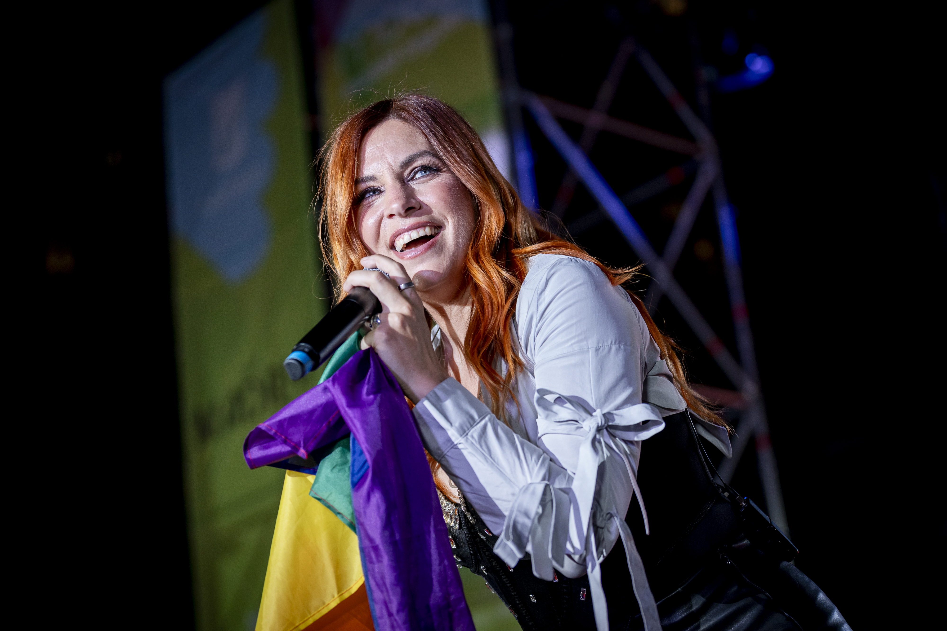 Leire Martinez durante la 18ª Gala Final de Mr Gay Spain, celebrada durante MADO 2025 (Madrid Pride), en la Plaza de España, el 4 de abril de 2025, en Madrid, España. | Fuente: Getty Images