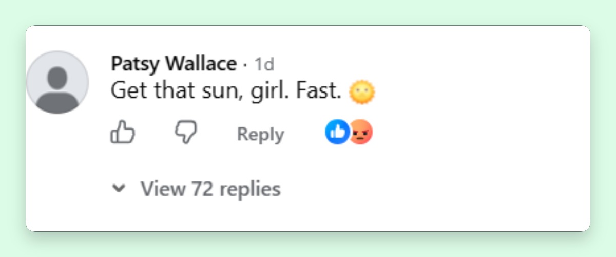Un espectador la animó a disfrutar del sol. | Fuente: Facebook/Page Six