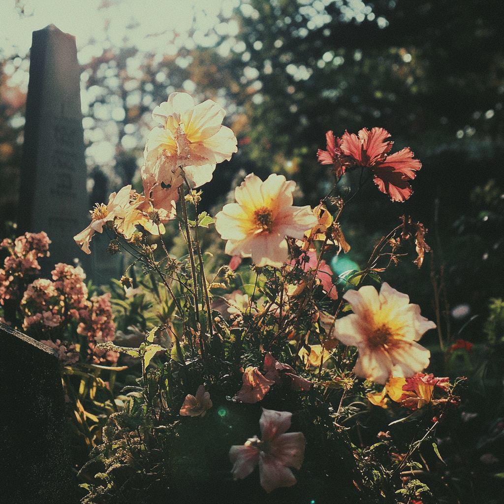 Flores en un cementerio | Fuente: Midjourney