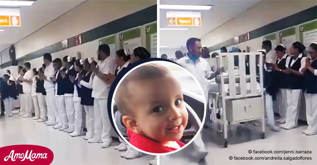 Doctores hacen una emotiva caminata de honor para bebé cuyos órganos salvaron 3 vidas