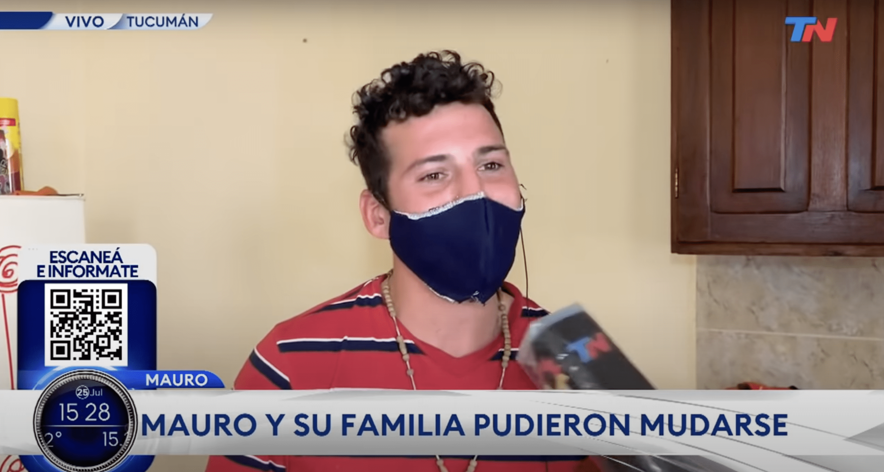 El joven padre argentino, Mauro. | Foto: YouTube.com/Todo Noticias
