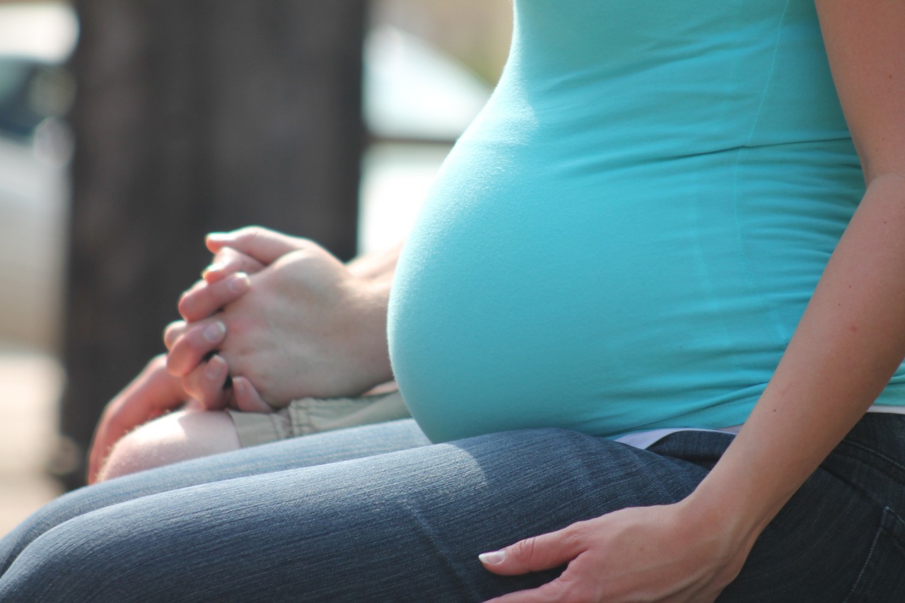 Una mujer embarazada cogida de la mano de un hombre | Fuente: Pixabay