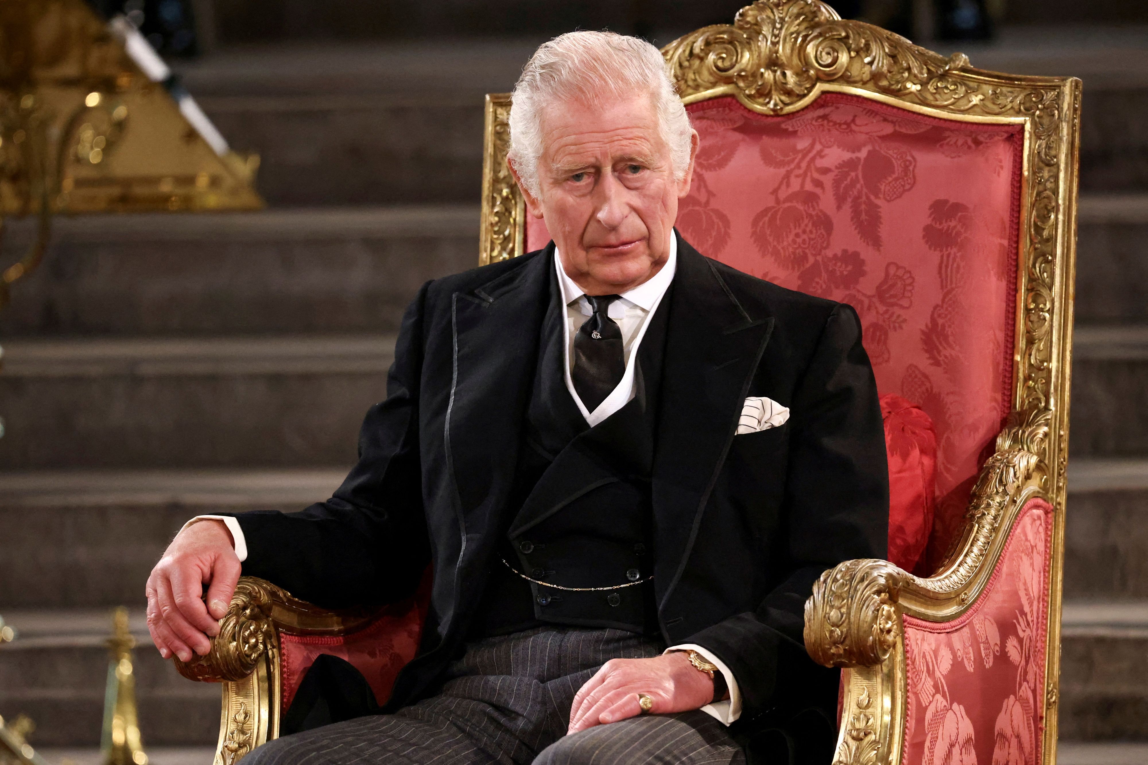 El rey Charles III asiste a la presentación de los discursos de ambas Cámaras del Parlamento en Westminster Hall, en el centro de Londres, el 12 de septiembre de 2022. | Foto: Getty Images