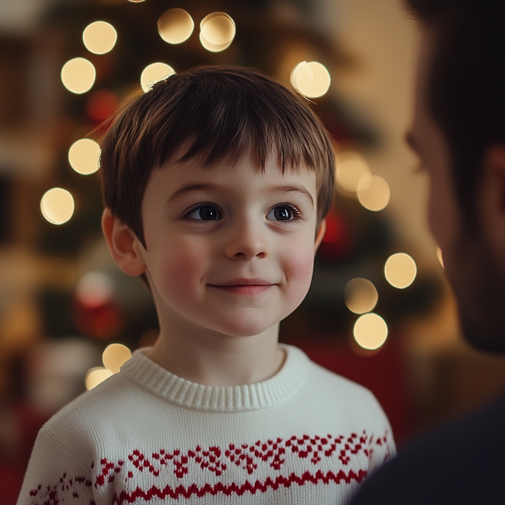 Un niño mirando a su padre | Fuente: Midjourney