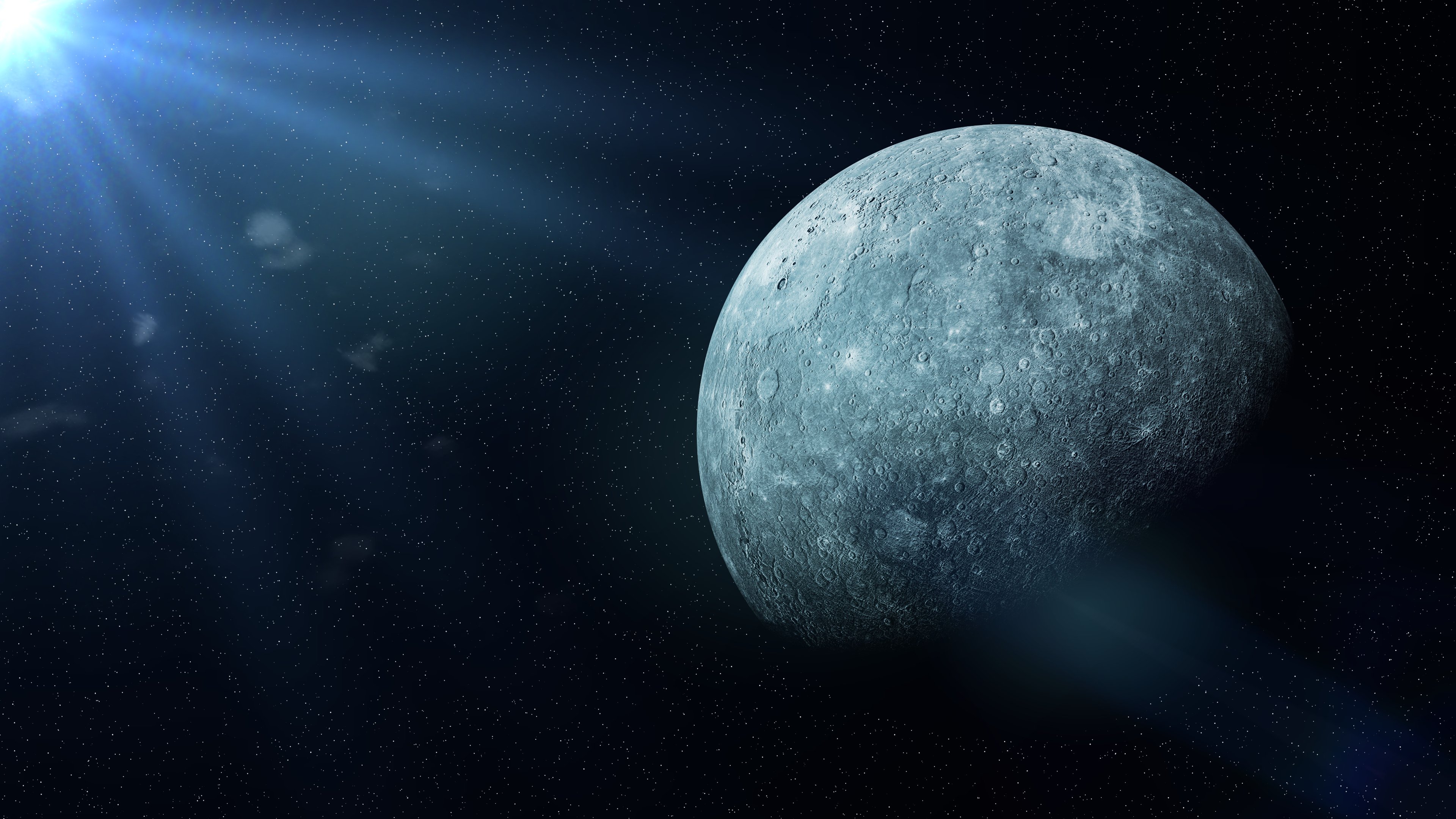 El planeta Mercurio iluminado por el Sol. | Fuente: Shutterstock.