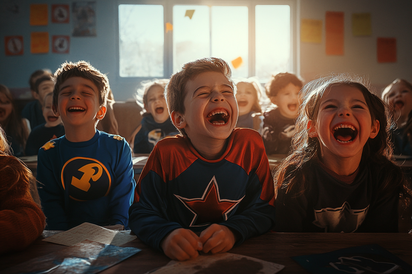 Niños riendo en una clase | Fuente: Midjourney