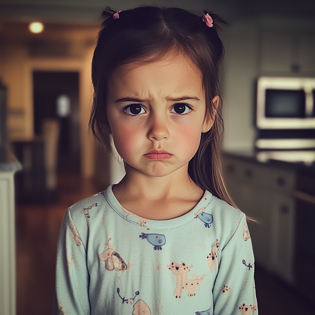 Una niña con el ceño fruncido | Fuente: Midjourney