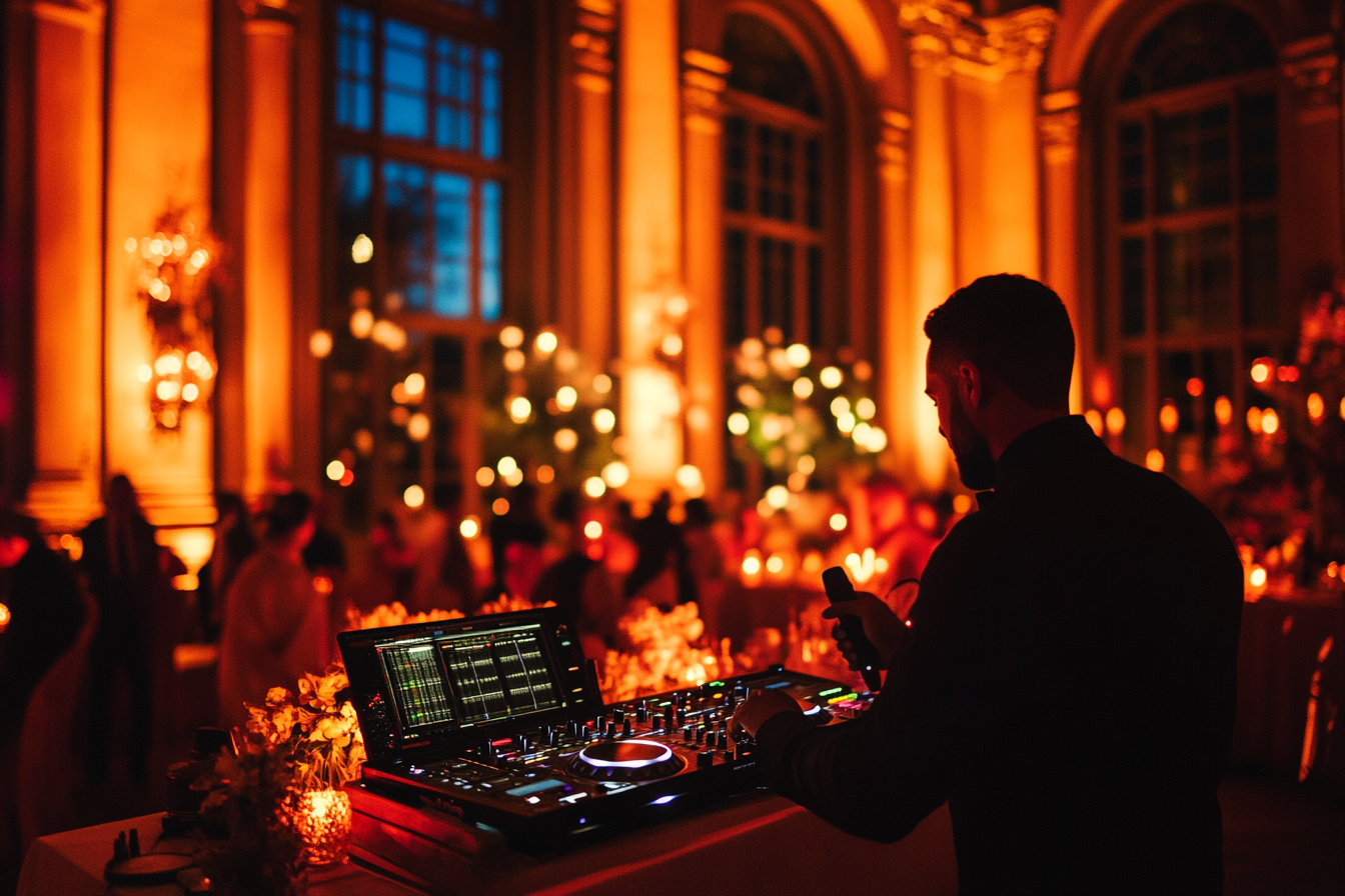 Un DJ utilizando un micrófono en una boda | Fuente: Midjourney