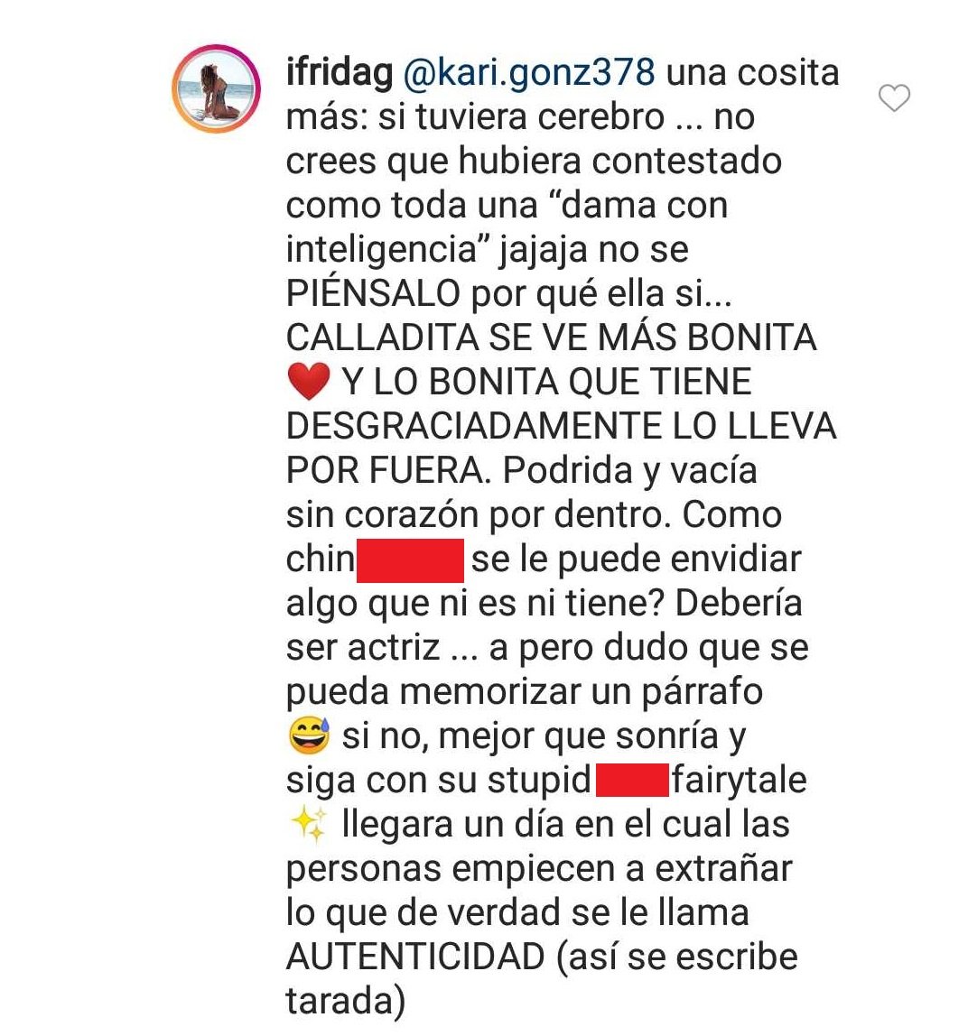 Comentario de Frida. | Imagen: Instagram/ Ifridag