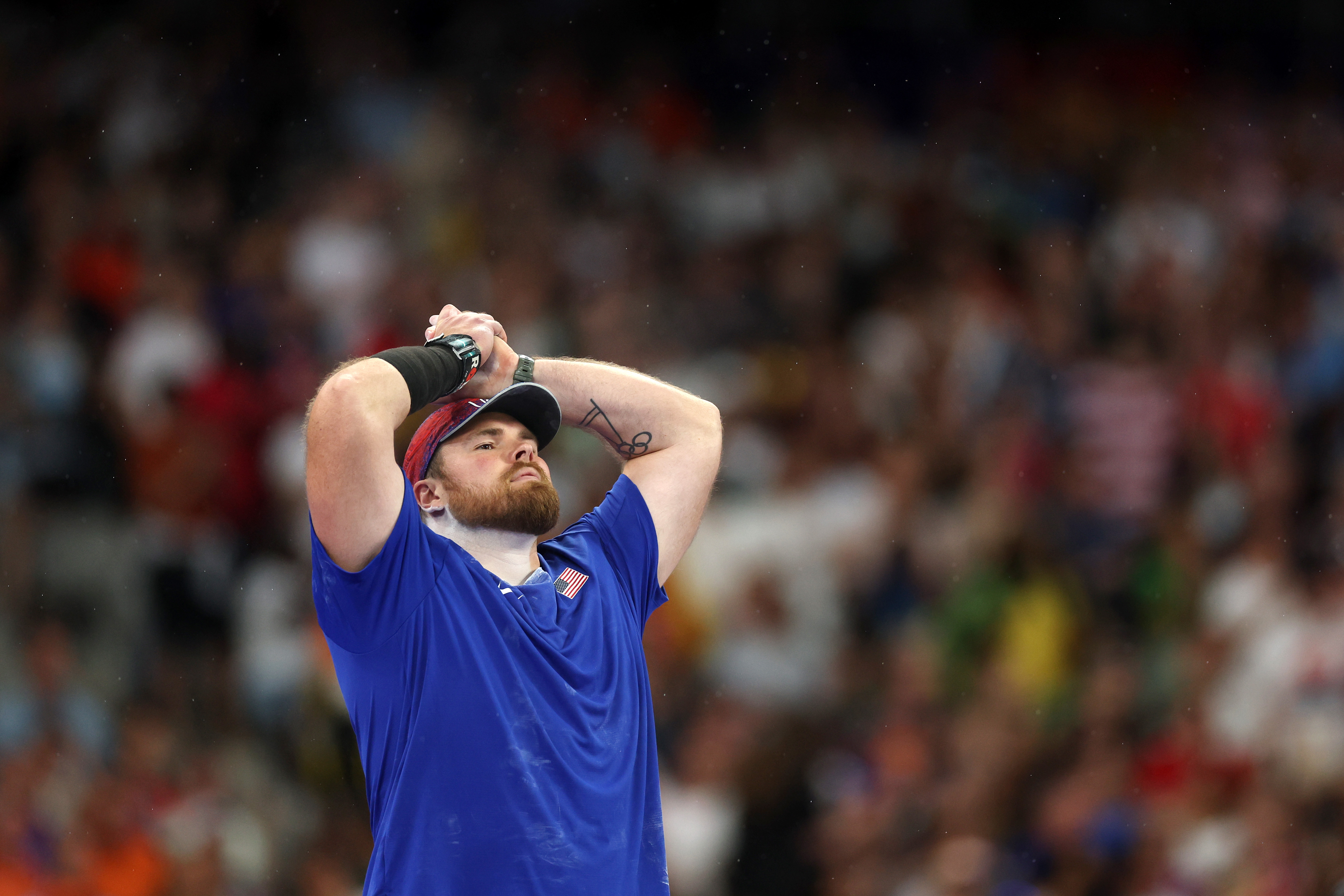 Payton Otterdahl durante la final masculina de lanzamiento de peso en los Juegos Olímpicos de París, Francia, el 3 de agosto de 2024 | Fuente: Getty Images