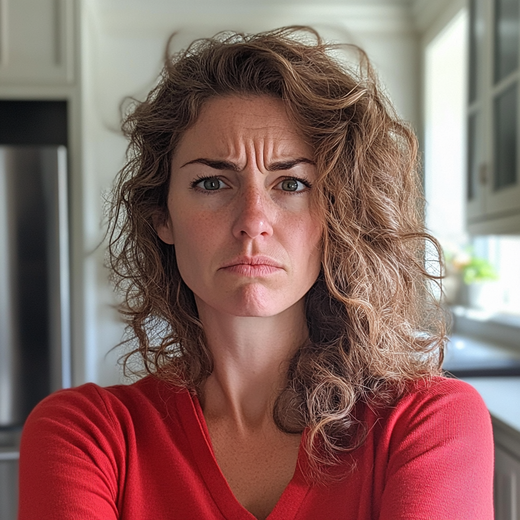 Una mujer molesta de pie en una cocina | Fuente: Midjourney