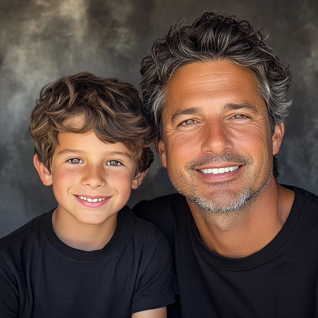 Un sonriente dúo de padre e hijo | Fuente: Midjourney