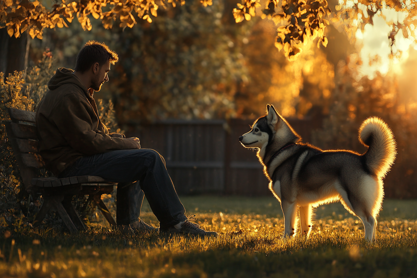 Un hombre con un perro | Fuente: Midjourney