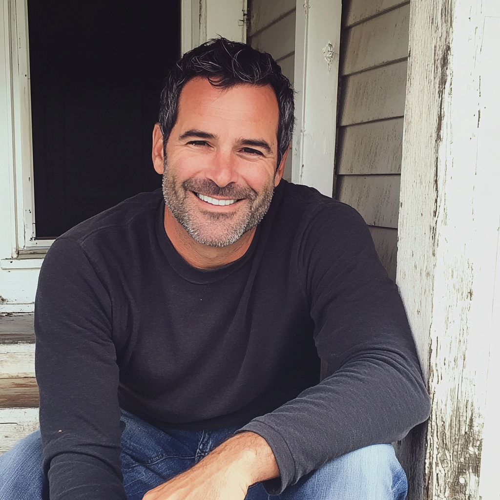 Un hombre sonriente sentado en un sofá | Fuente: Midjourney