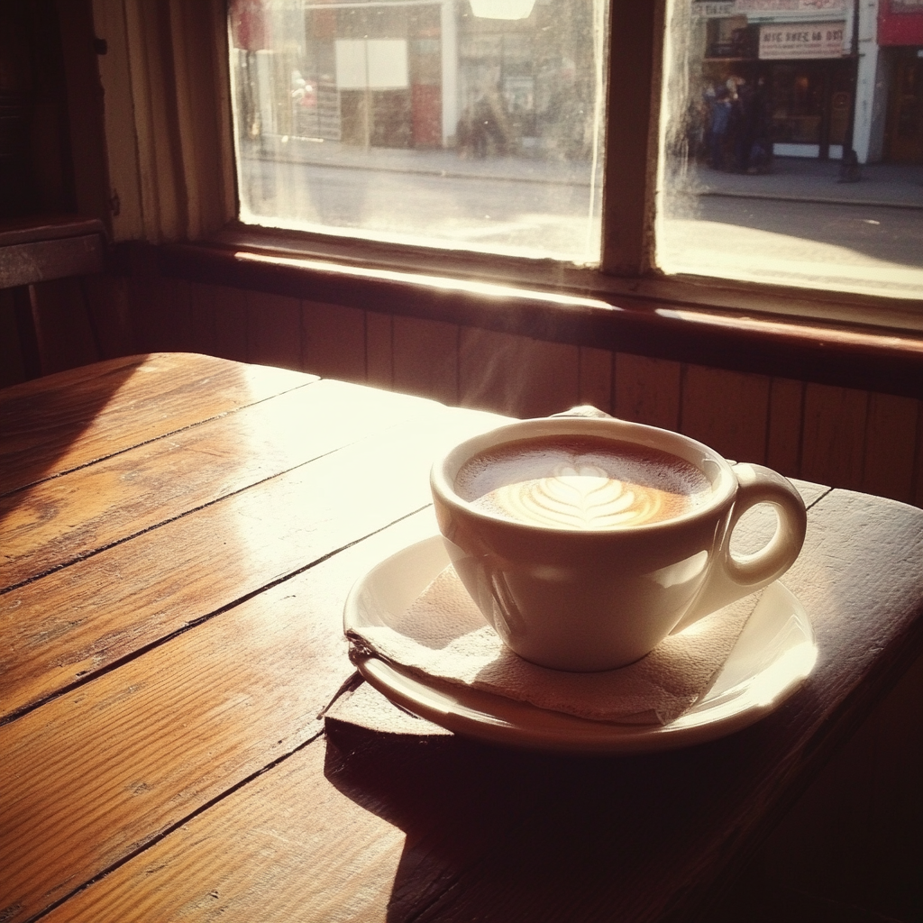 Una taza de café sobre una mesa | Fuente: Midjourney