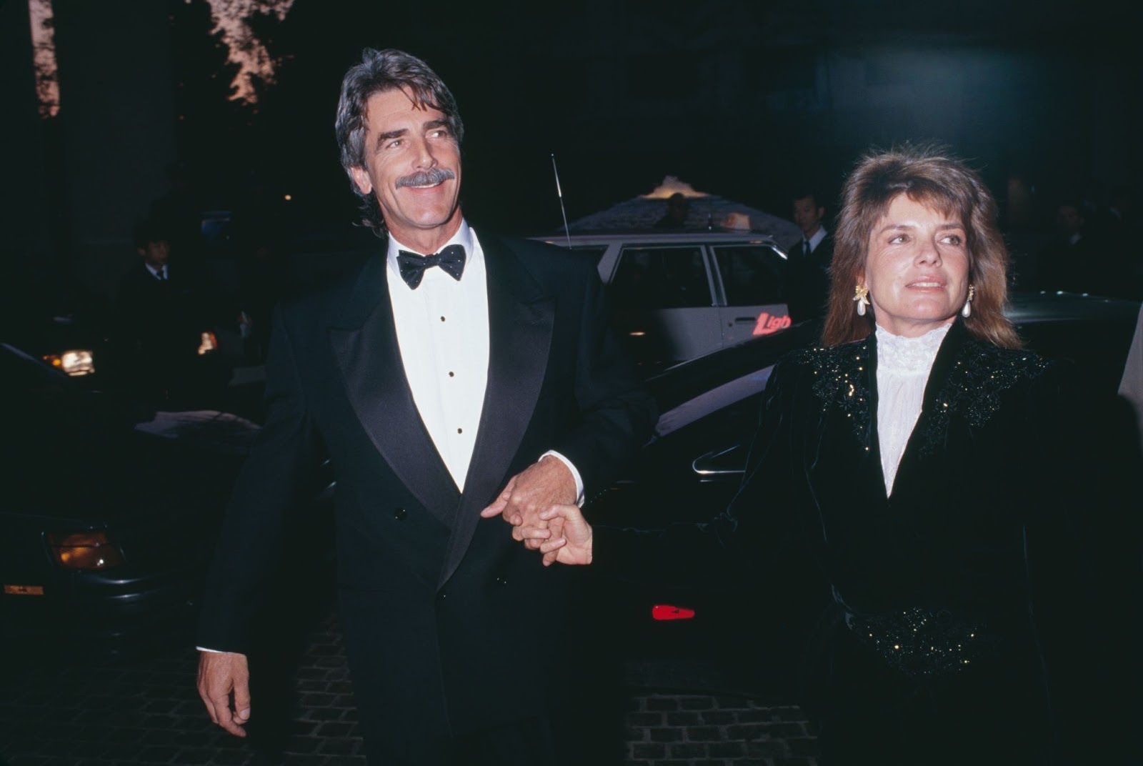 Sam Elliott y Katharine Ross en la 47 edición de los Premios Golden Globe en Beverly Hills, Los Ángeles, California, en 1990. | Fuente: Getty Images