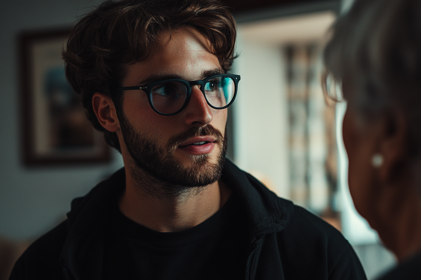 Un hombre hablando con su madre | Fuente: Midjourney