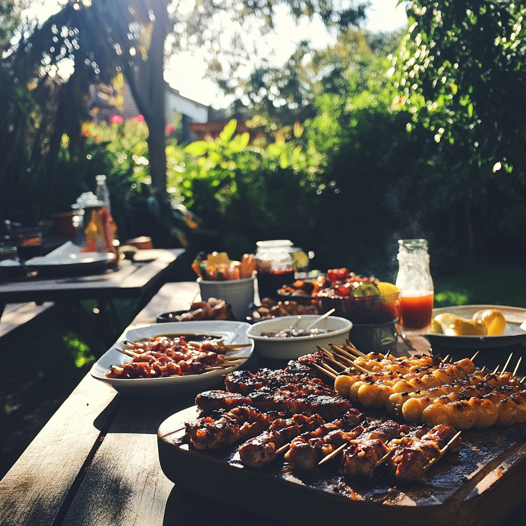 Una barbacoa en el patio trasero | Fuente: Midjourney