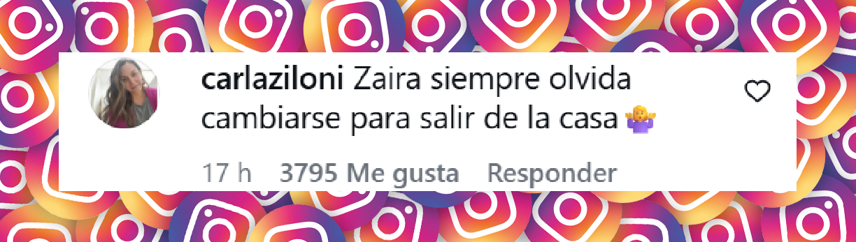 Comentario de una usuaria sobre el look de Zaira Nara para los Martín Fierro de la Moda 2026. | Fuente: Instagram/infobae
