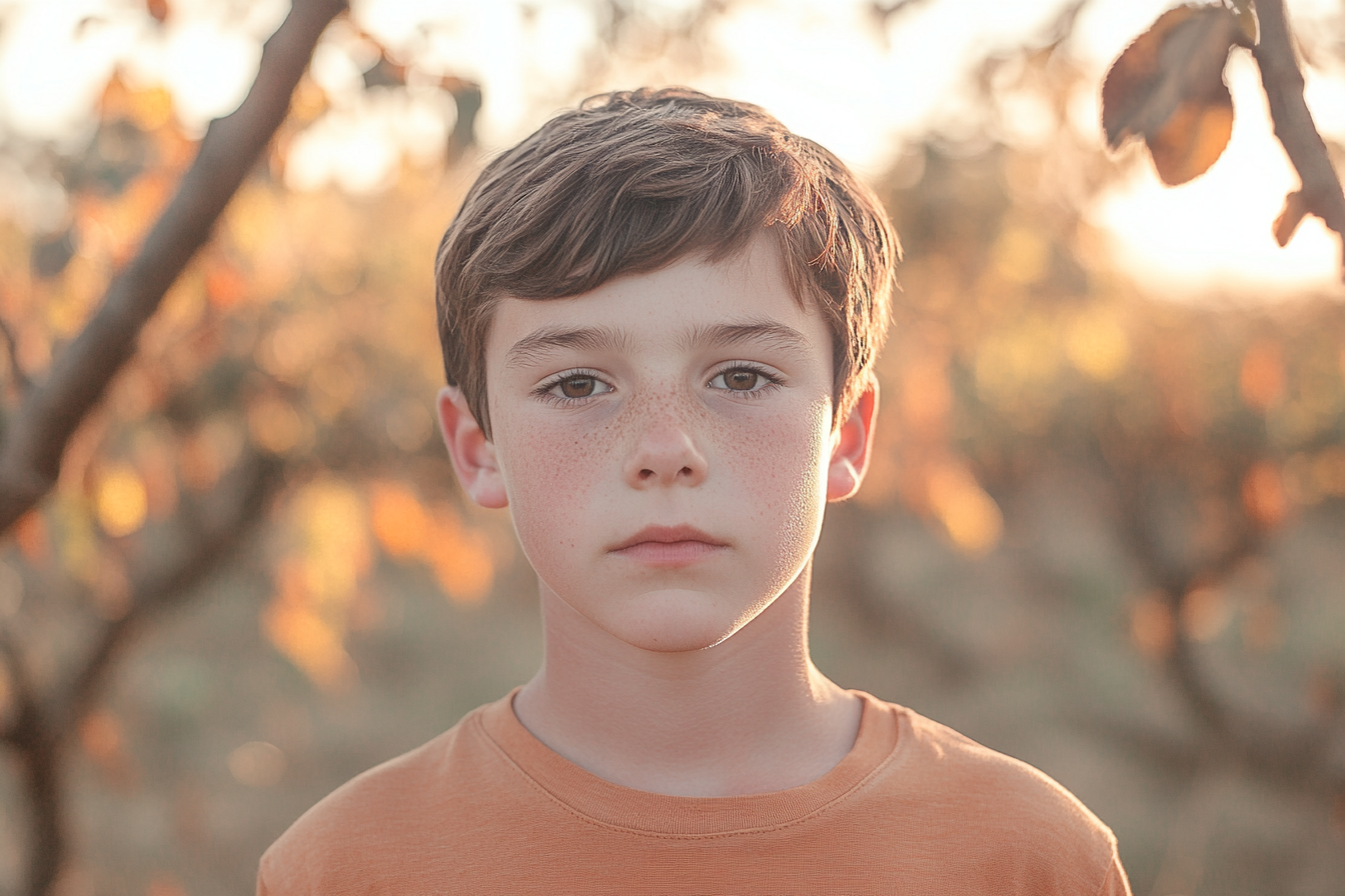 Un niño de pie al aire libre | Fuente: Midjourney
