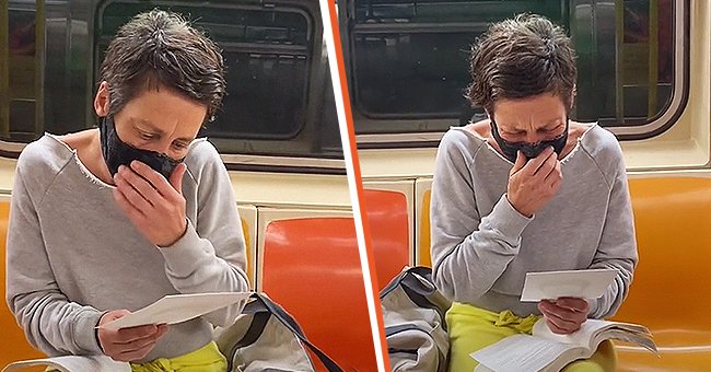 La mujer en el metro lloró conmovida ante el dibujo del artista. | Foto: Tiktok/@devonrodriguezart